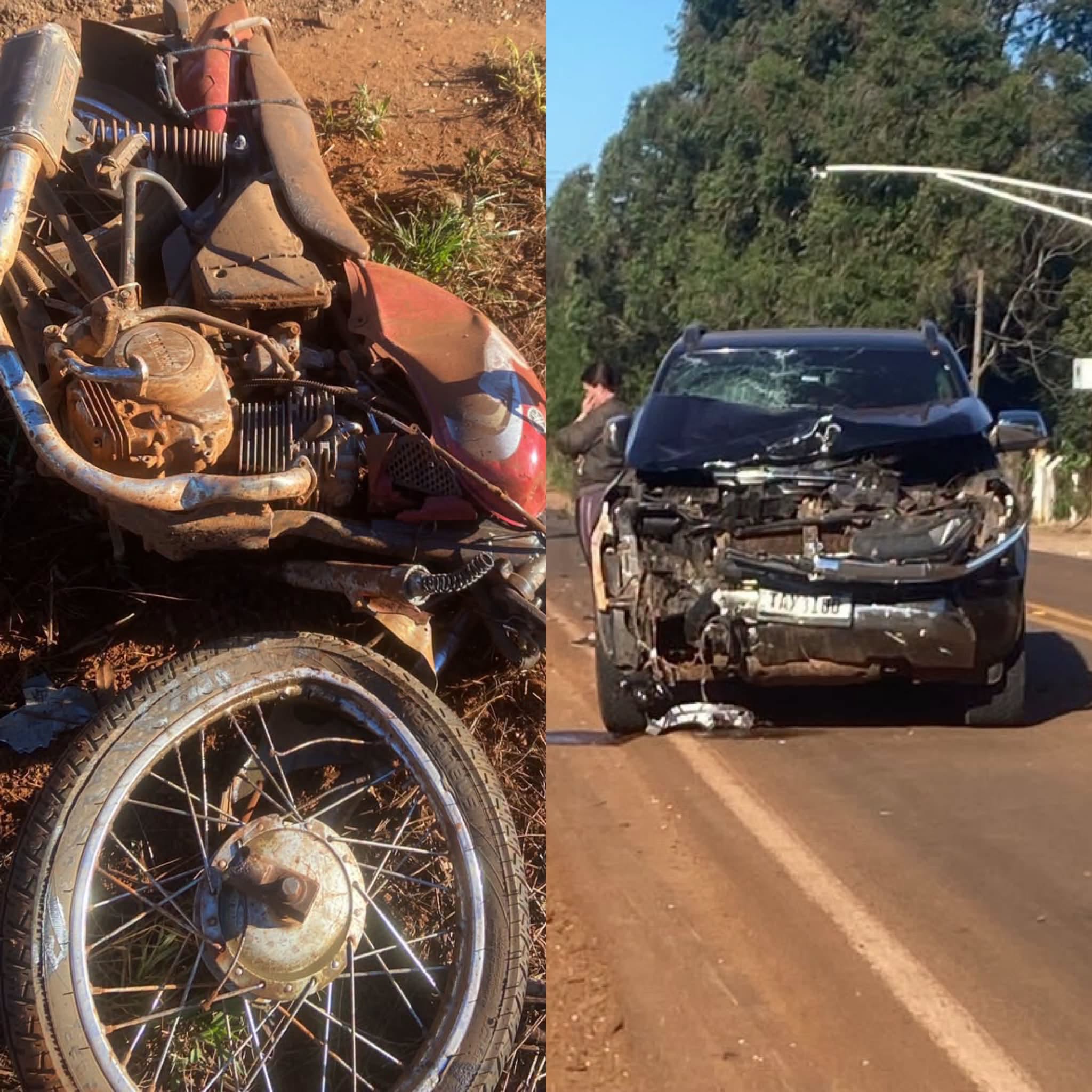 Motociclista morre em grave acidente com caminhonete em Roncador.
