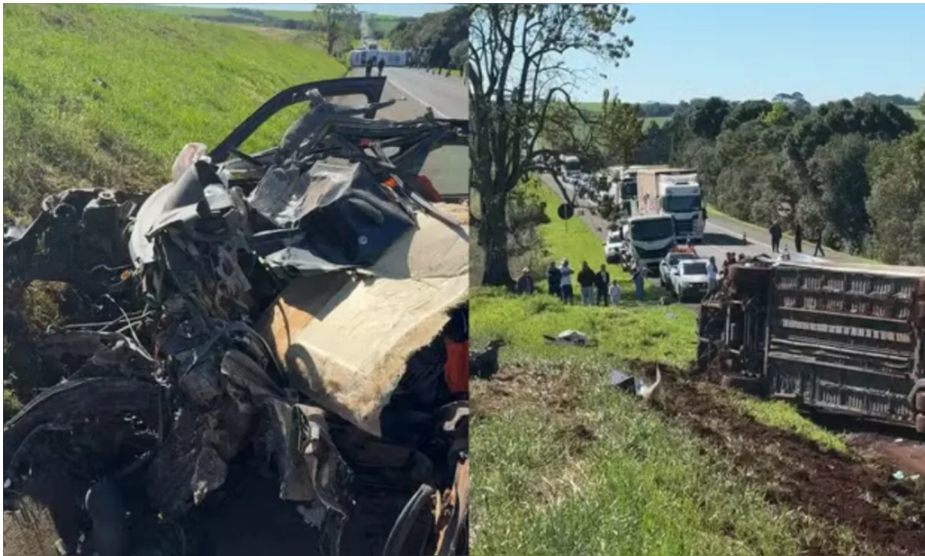 Grave acidente entre carro e ônibus deixa um morto e 45 feridos na BR-277, em Guarapuava.
