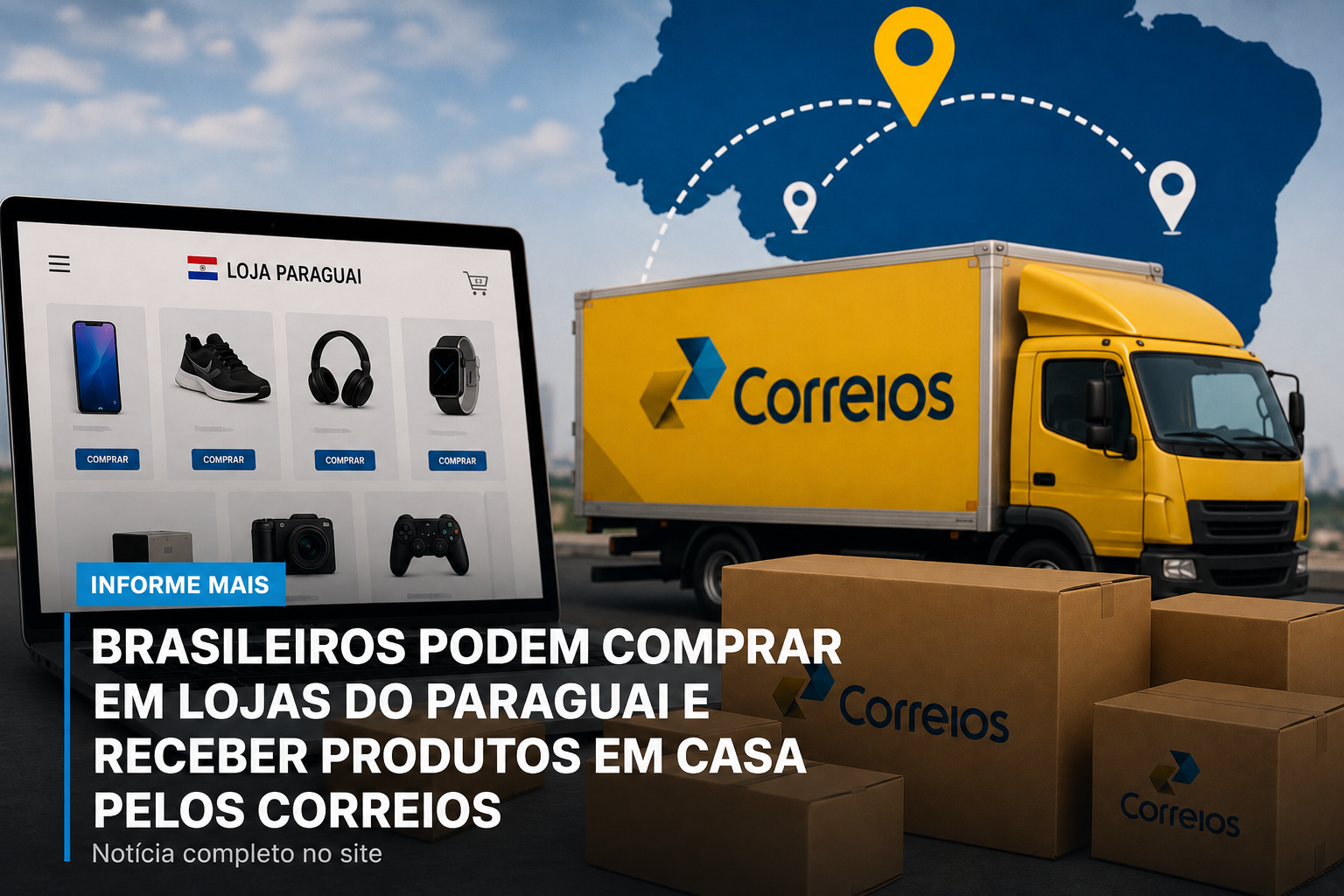 Brasileiros podem comprar em lojas do Paraguai e receber produtos em casa pelos Correios.