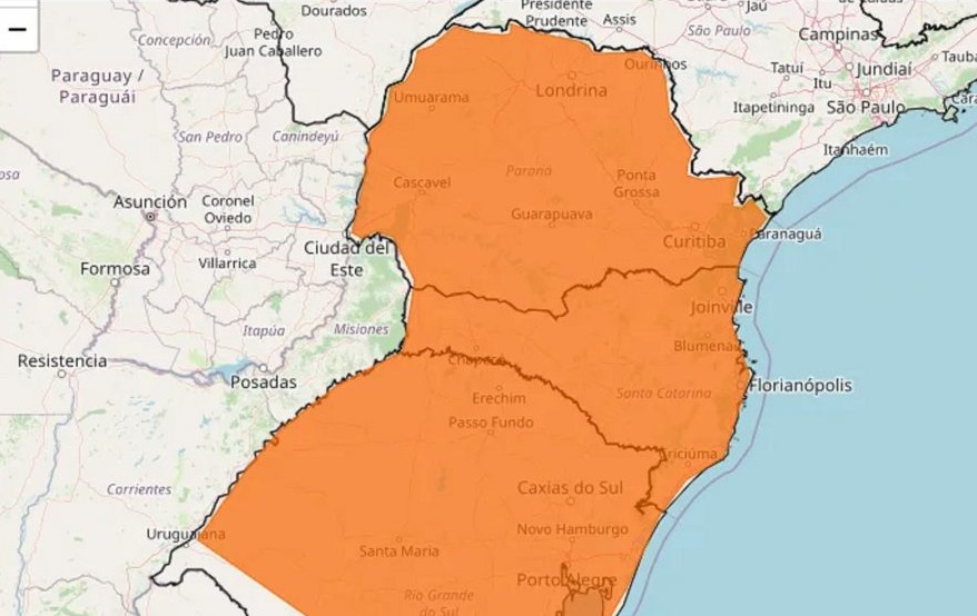 ALERTA LARANJA: Inmet emite alerta de tempestades para o Paraná.