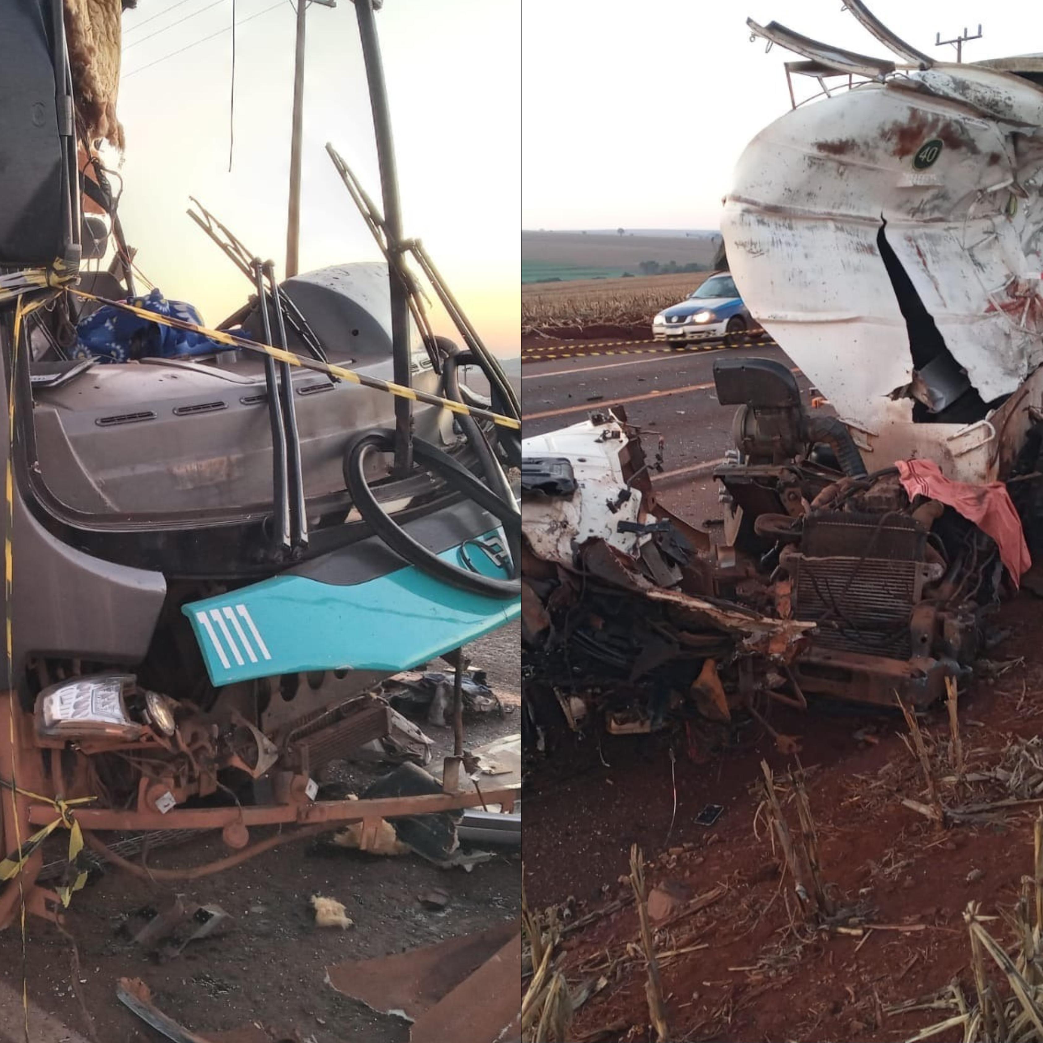 Grave acidente envolvendo um ônibus e caminhão na PR - 486