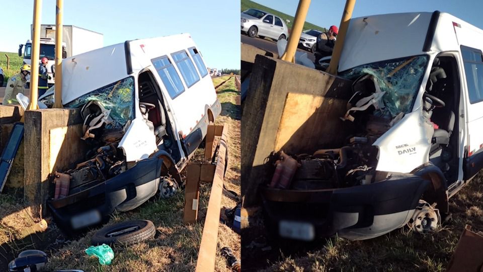 Van que transportava padres bate contra mureta em rodovia do Paraná, deixou uma vitima fatal e sete feridos