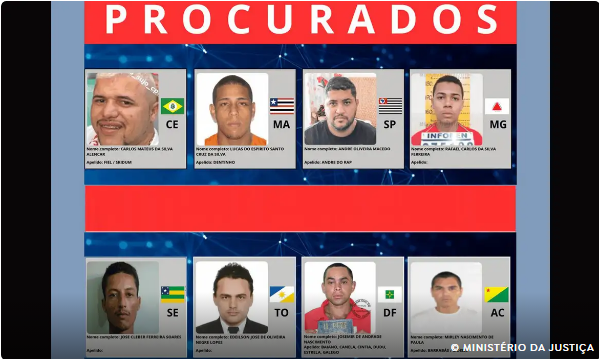 Ministério da Justiça lança site com foragidos mais procurados do país.
