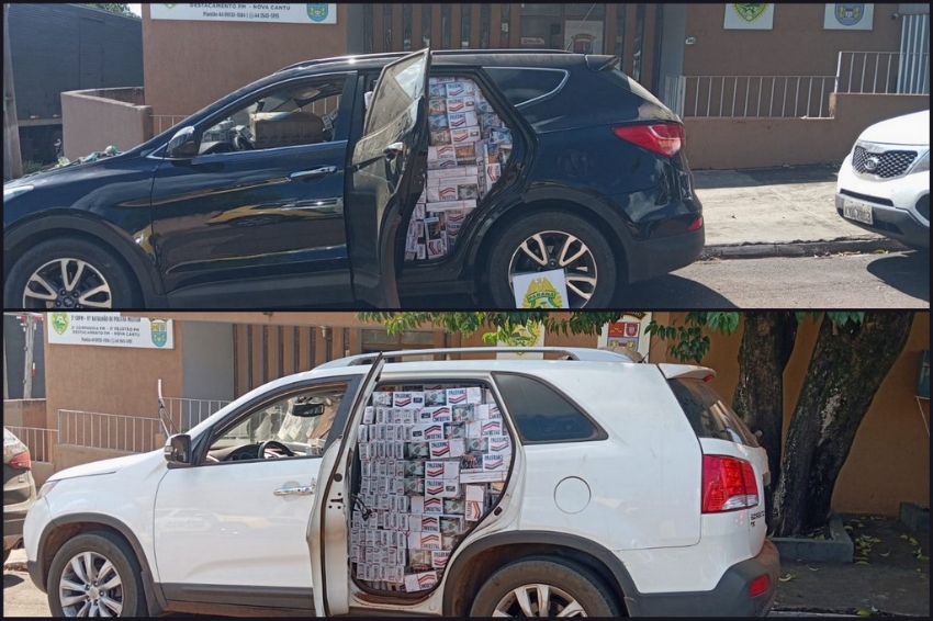 Polícia Militar e PRF apreendem carga de cigarros contrabandeados em Roncador